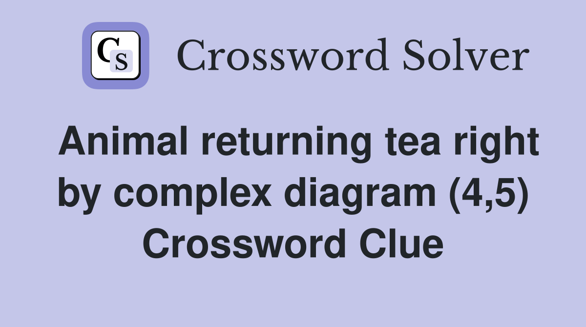 Animal returning tea right by complex diagram (4,5) Crossword Clue